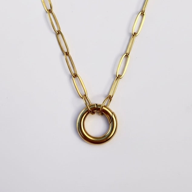 Paperclip Circle Clasp Base Charm Necklace - EmpressVenusJewellery
