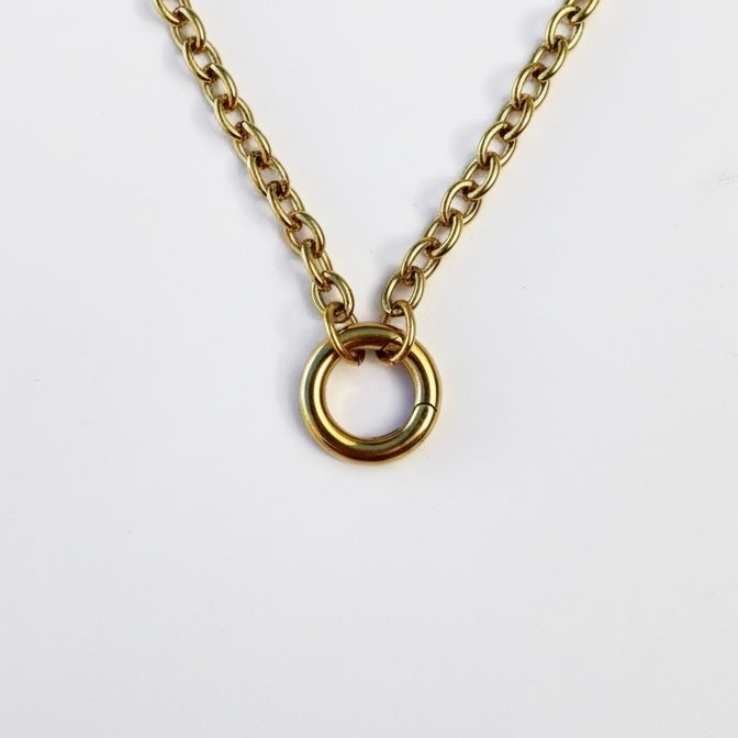 Chunky Circle Clasp Base Charm Necklace - EmpressVenusJewellery