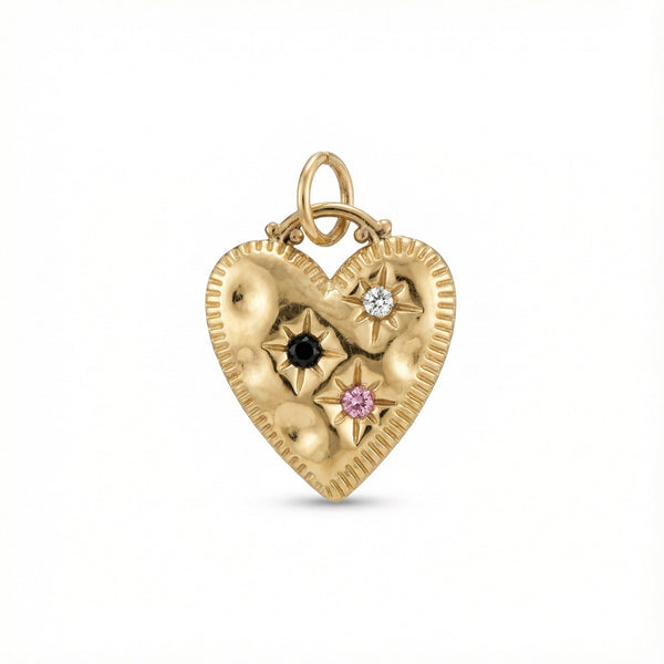 Tri Gem Heart Charm EMVE Jewels