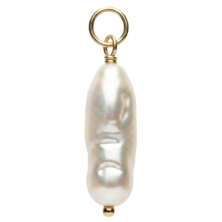 Pearl pendant with gold clasp on a white background