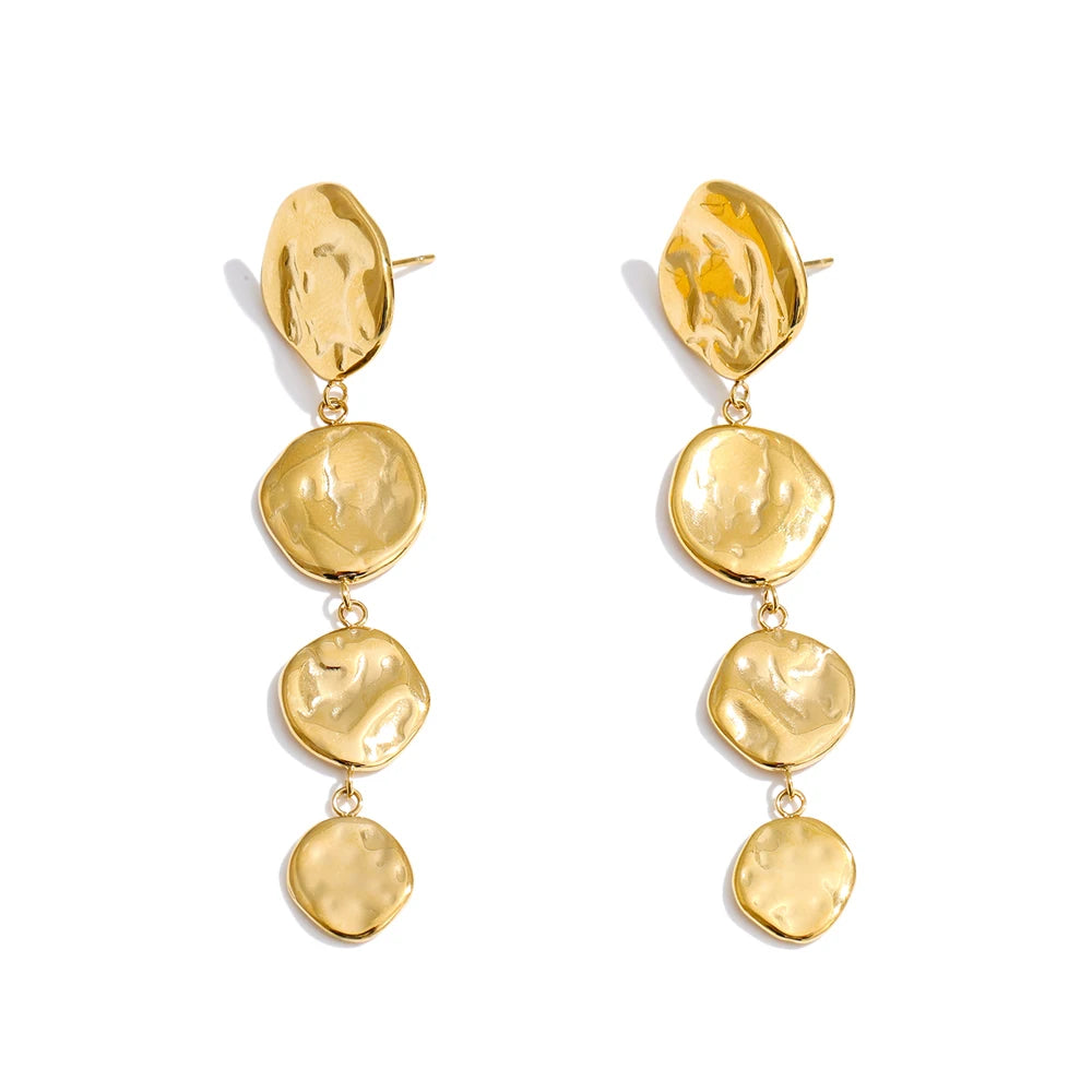 Round Chain Drop Earrings in 18K Gold Plating EMVE Jewels