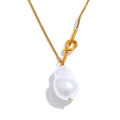 Baroque Simulated Pearl Geometric Pendant Necklace EMVE Jewels