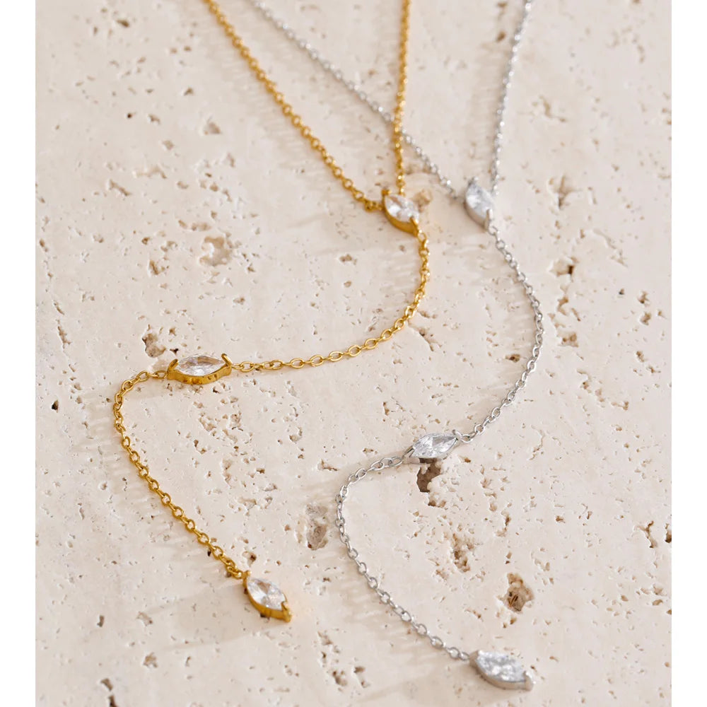 Y Shape Zirconia Long Chain Necklace EMVE Jewels