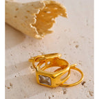 Stacked Stainless Steel Finger Ring with Zirconia EMVE Jewels