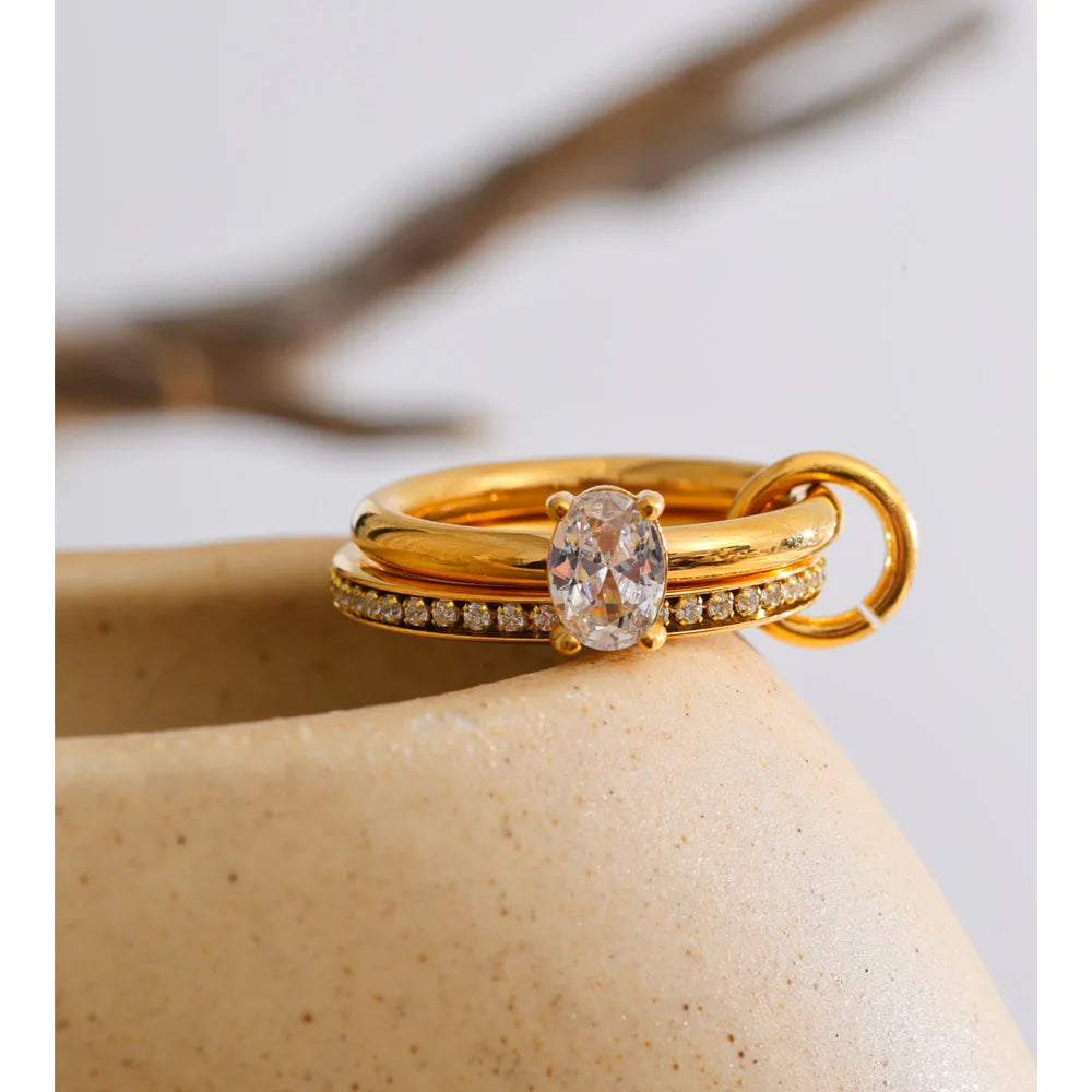 Bling Cubic Zirconia Stacked Ring EMVE Jewels
