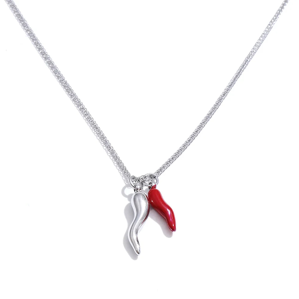Chili Pendant Necklace in Stainless Steel EMVE Jewels