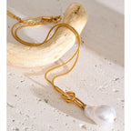 Baroque Simulated Pearl Geometric Pendant Necklace EMVE Jewels
