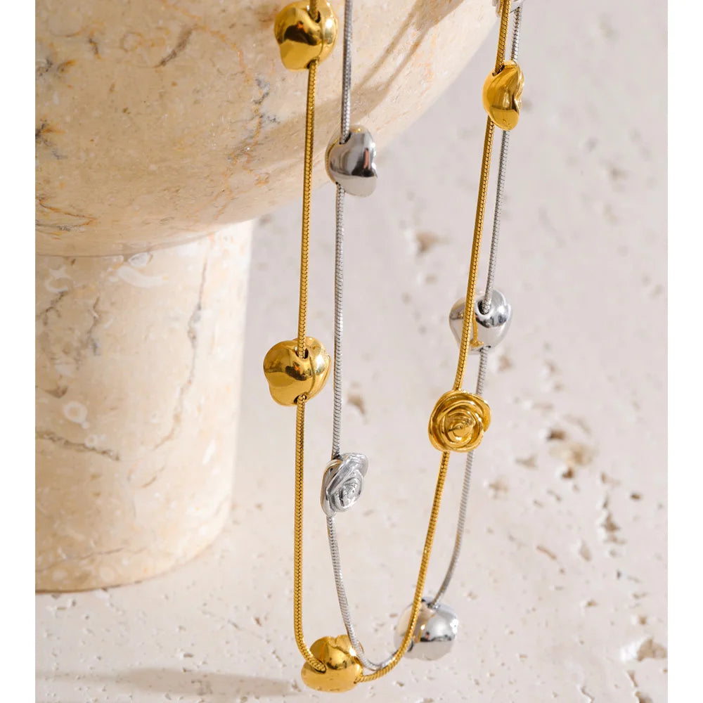 Floral Chain Collar Necklace in Gold EMVE Jewels