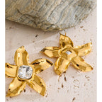 Big Flower Crystal Stud Earrings EMVE Jewels
