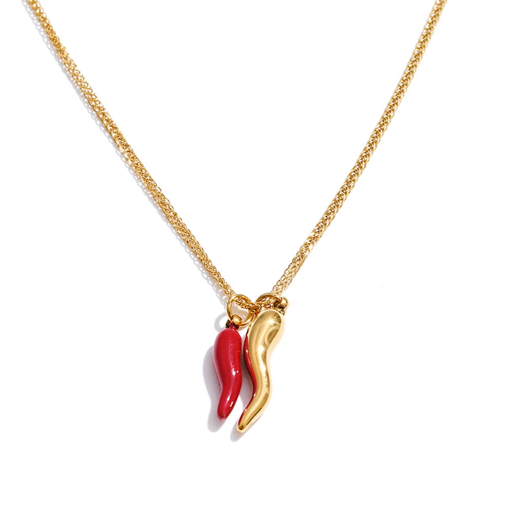 Chili Pendant Necklace in Stainless Steel EMVE Jewels