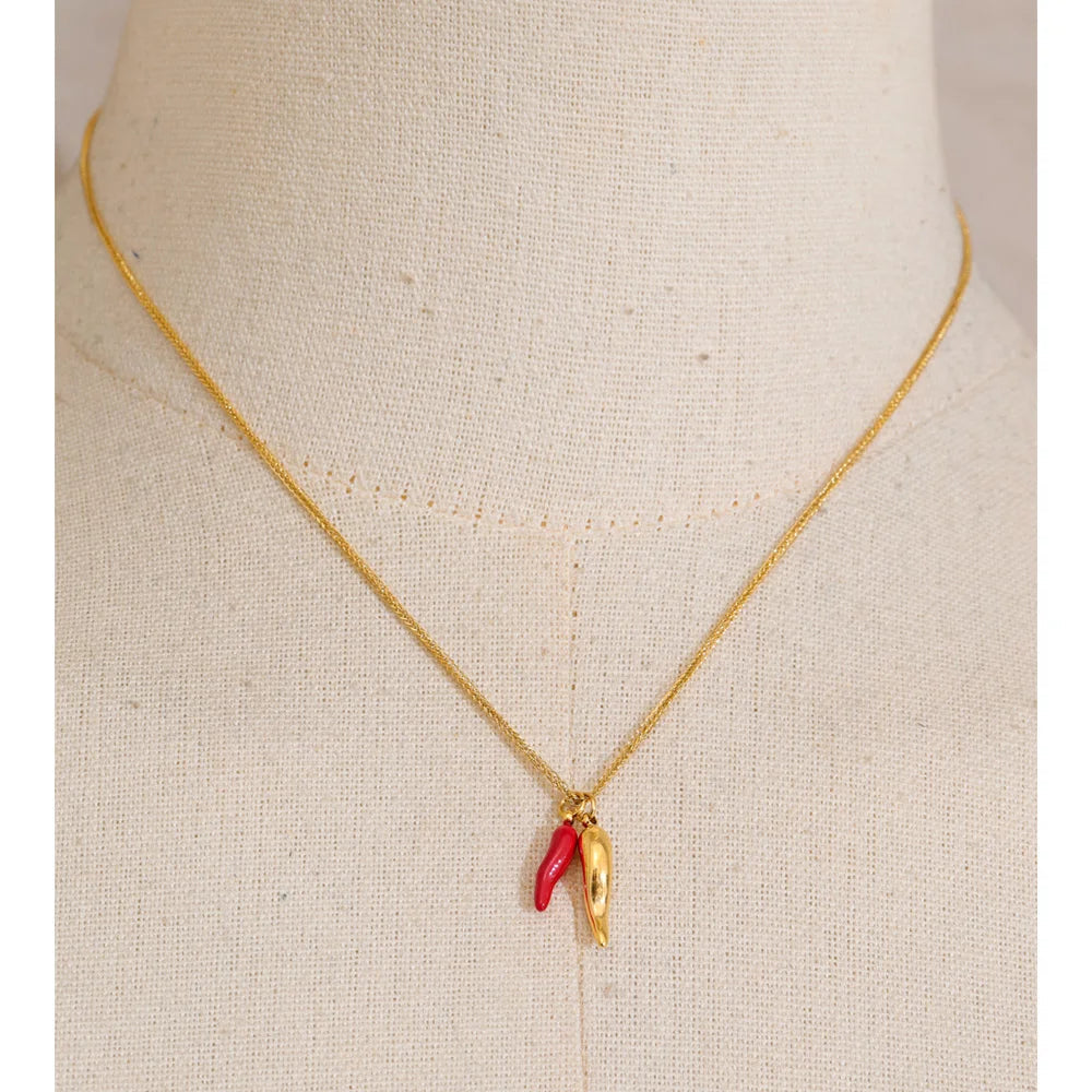Chili Pendant Necklace in Stainless Steel EMVE Jewels