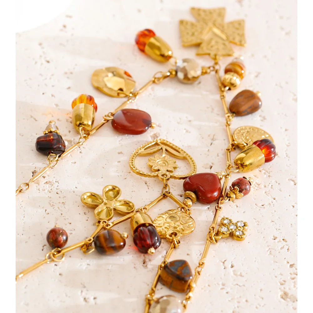 Double-Layer Heart Flower Pendant Necklace EMVE Jewels