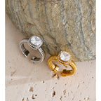Square Cubic Zirconia Adjustable Ring EMVE Jewels