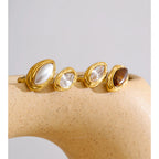 Adjustable Stainless Steel Ring with Natural Tiger Stone EMVE Jewels