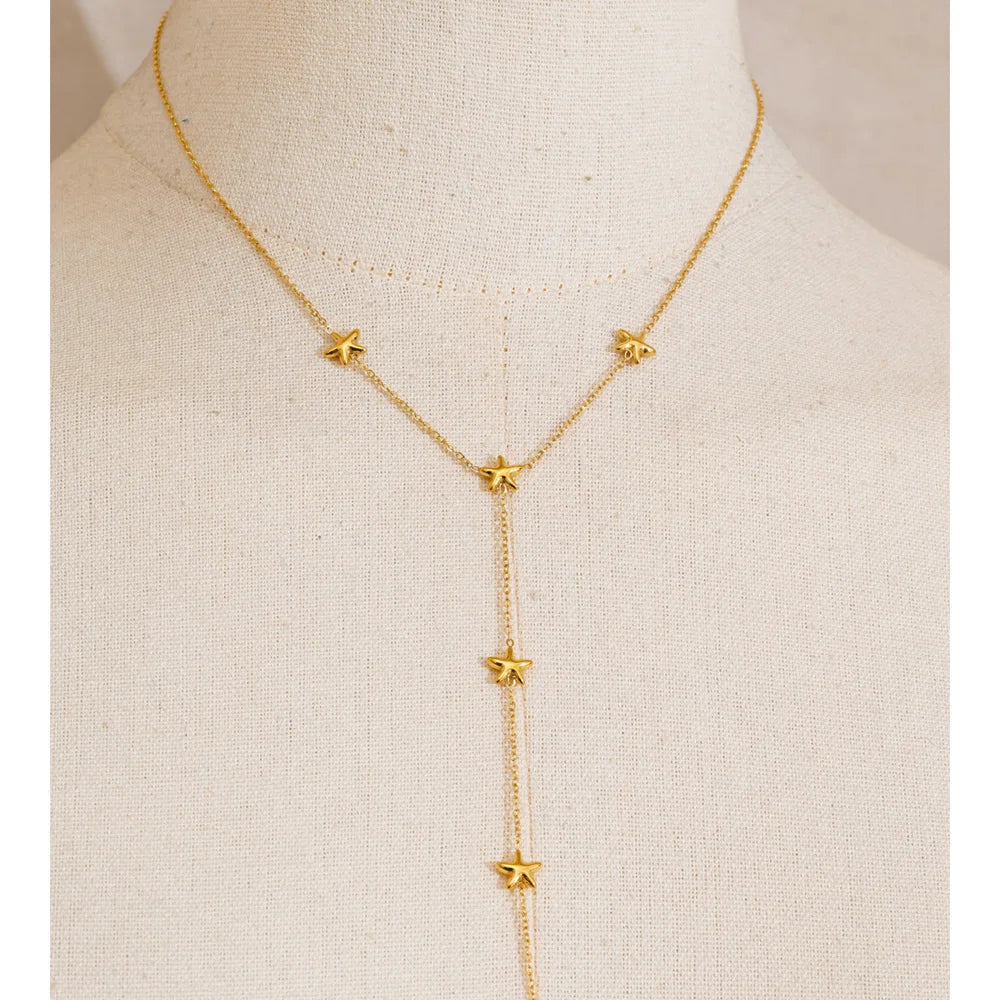 Stars Y Chain Drop Necklace EMVE Jewels