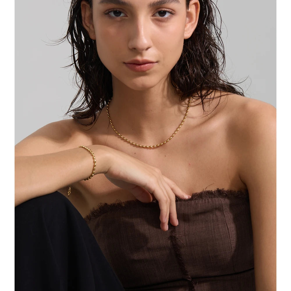 Stainless Steel Beads Chain Necklace Set EMVE Jewels