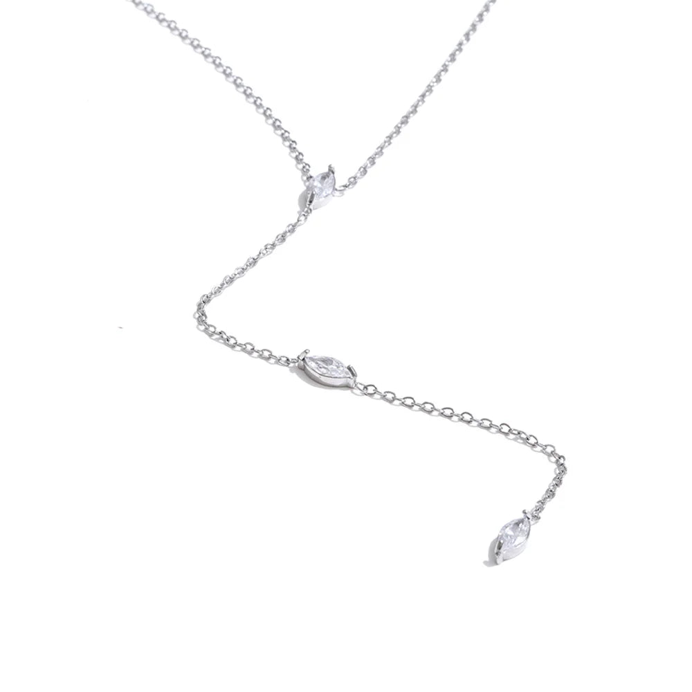 Y Shape Zirconia Long Chain Necklace EMVE Jewels